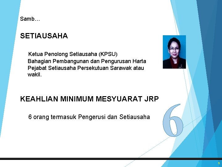 Samb… SETIAUSAHA Ketua Penolong Setiausaha (KPSU) Bahagian Pembangunan dan Pengurusan Harta Pejabat Setiausaha Persekutuan