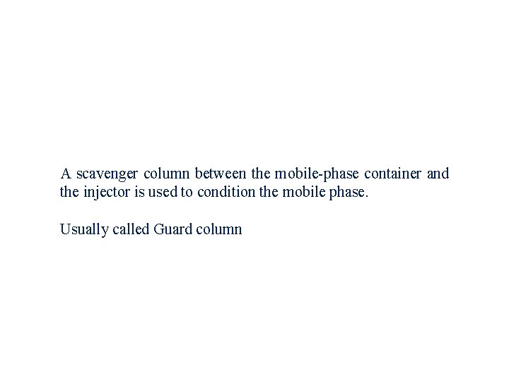 A scavenger column between the mobile-phase container and the injector is used to condition