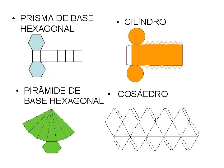  • PRISMA DE BASE HEXAGONAL • CILINDRO • PIR MIDE DE • ICOSÁEDRO