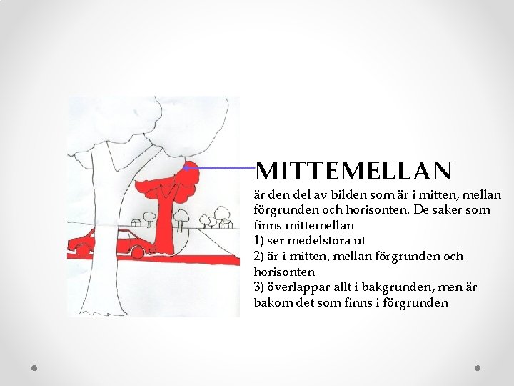 MITTEMELLAN är den del av bilden som är i mitten, mellan förgrunden och horisonten.