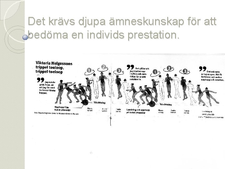 Det krävs djupa ämneskunskap för att bedöma en individs prestation. madeleine@lowing. eu 