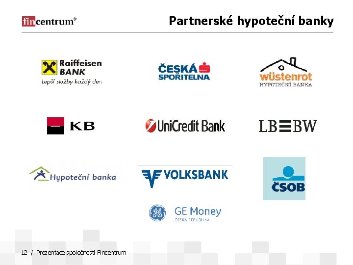 Partnerské hypoteční banky 12 / Prezentace společnosti Fincentrum 