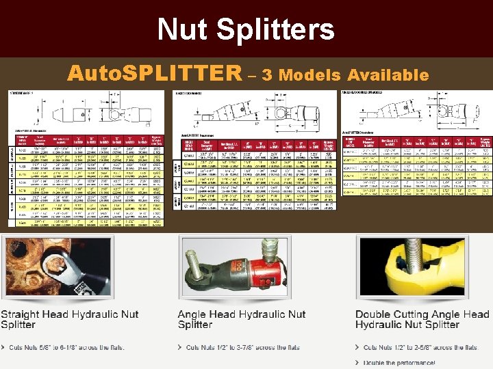 Nut Splitters Auto. SPLITTER – 3 Models Available 
