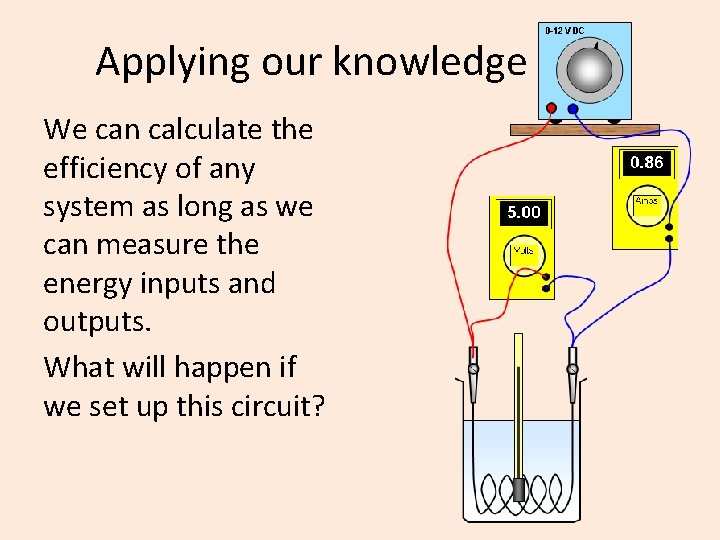 Applying our knowledge We can calculate the efficiency of any system as long as