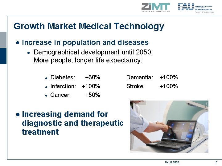 Growth Market Medical Technology ● Increase in population and diseases ● Demographical development until