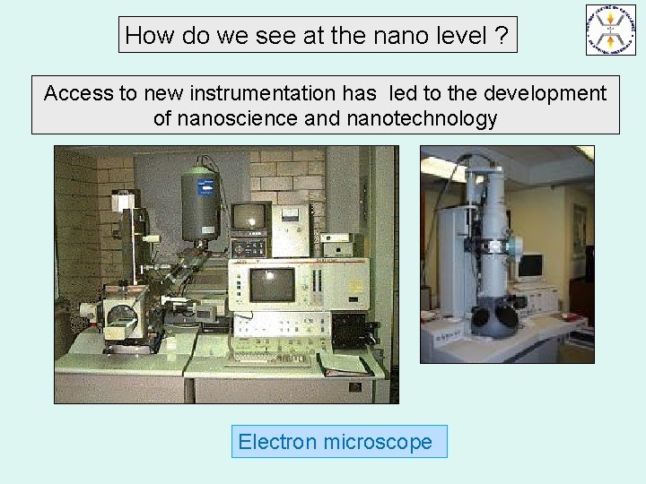 How do we see at the nano level ? Access to new instrumentation has