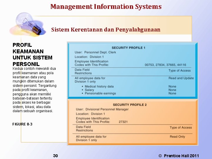 Management Information Systems Sistem Kerentanan dan Penyalahgunaan PROFIL KEAMANAN UNTUK SISTEM PERSONIL Kedua contoh