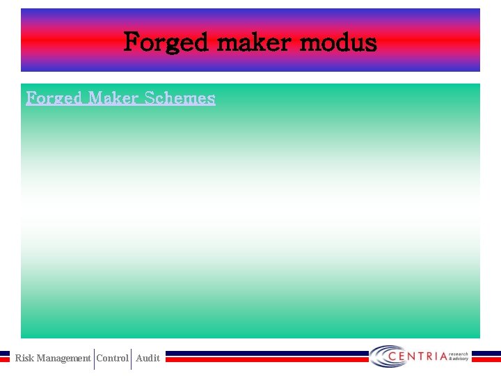 Forged maker modus Forged Maker Schemes Risk Management Control Audit 