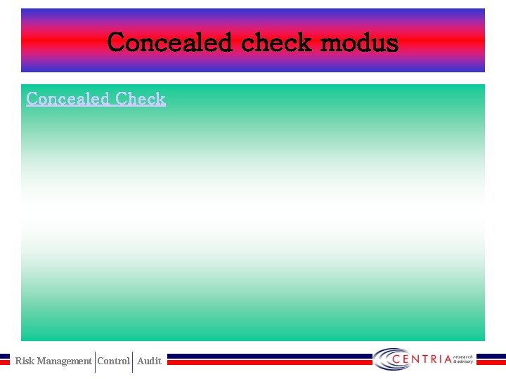 Concealed check modus Concealed Check Risk Management Control Audit 