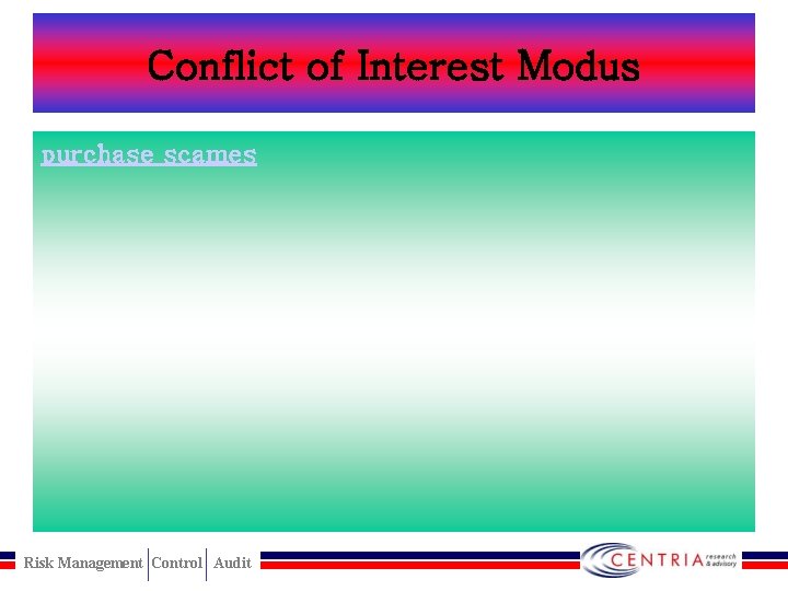 Conflict of Interest Modus purchase scames Risk Management Control Audit 