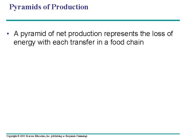 Pyramids of Production • A pyramid of net production represents the loss of energy