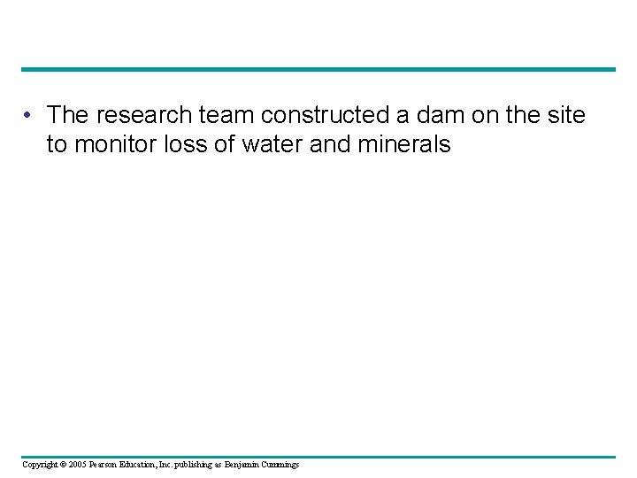  • The research team constructed a dam on the site to monitor loss