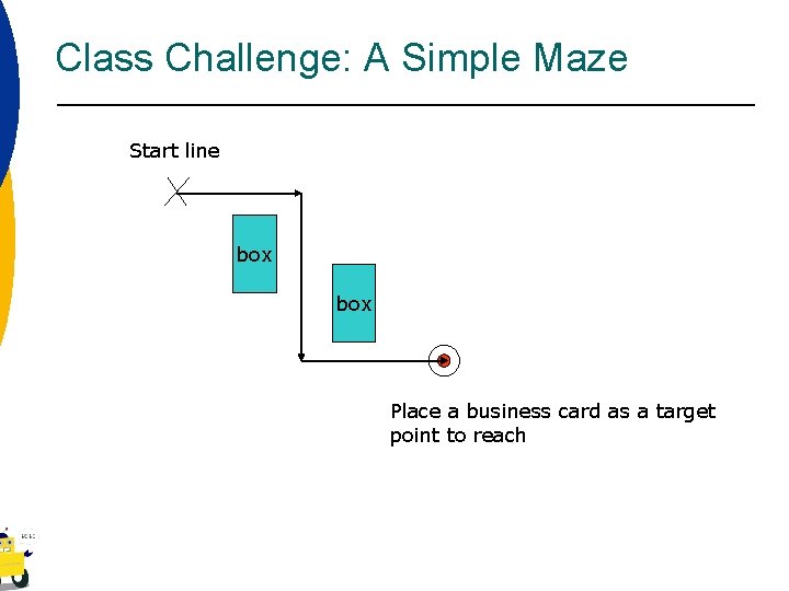 Class Challenge: A Simple Maze Start line box Place a business card as a