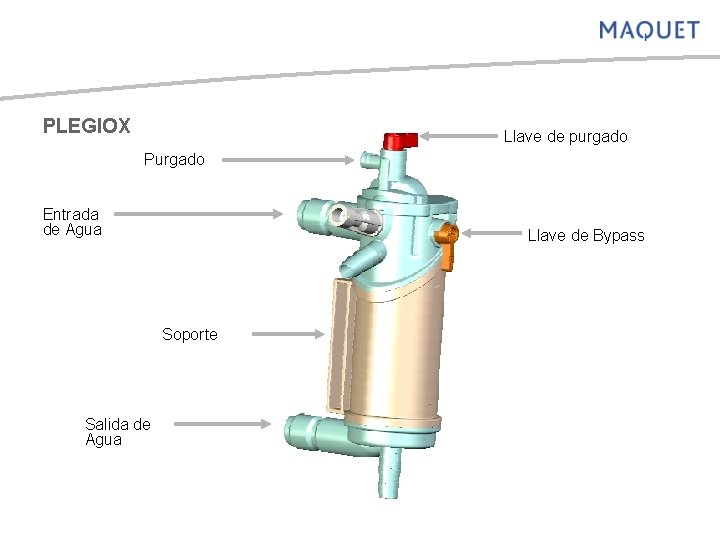 PLEGIOX Llave de purgado Purgado Entrada de Agua Llave de Bypass Soporte Salida de