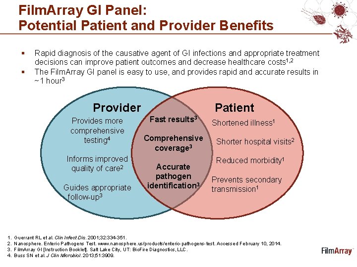 Film. Array GI Panel: Potential Patient and Provider Benefits § § Rapid diagnosis of