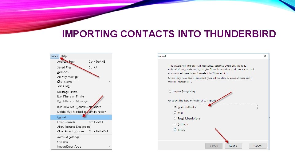 IMPORTING CONTACTS INTO THUNDERBIRD 