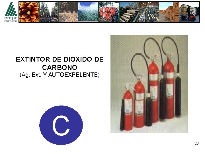 EXTINTOR DE DIOXIDO DE CARBONO (Ag. Ext. Y AUTOEXPELENTE) C 20 