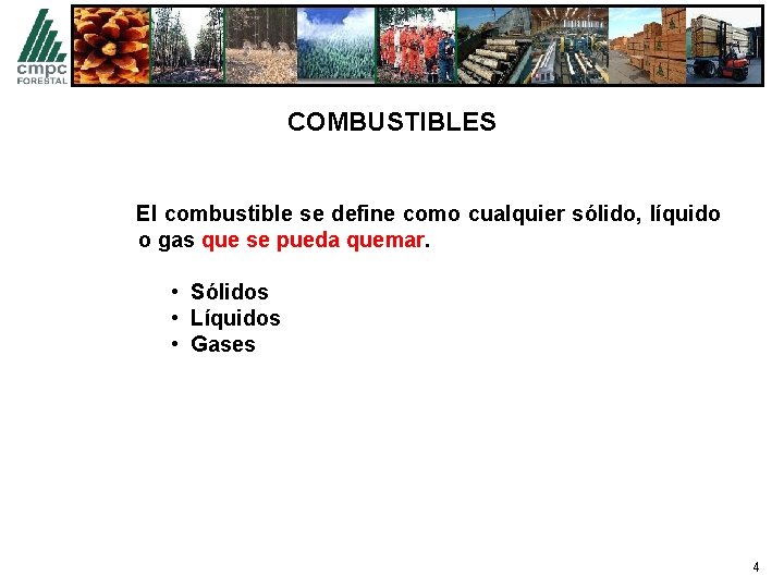 COMBUSTIBLES El combustible se define como cualquier sólido, líquido o gas que se pueda