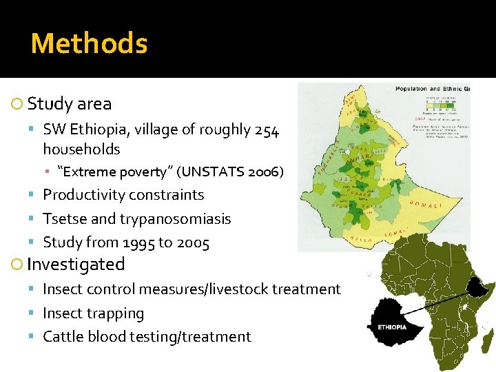 Methods Study area SW Ethiopia, village of roughly 254 households ▪ “Extreme poverty” (UNSTATS