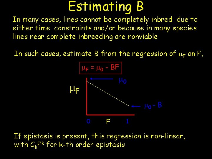 Estimating B In many cases, lines cannot be completely inbred due to either time