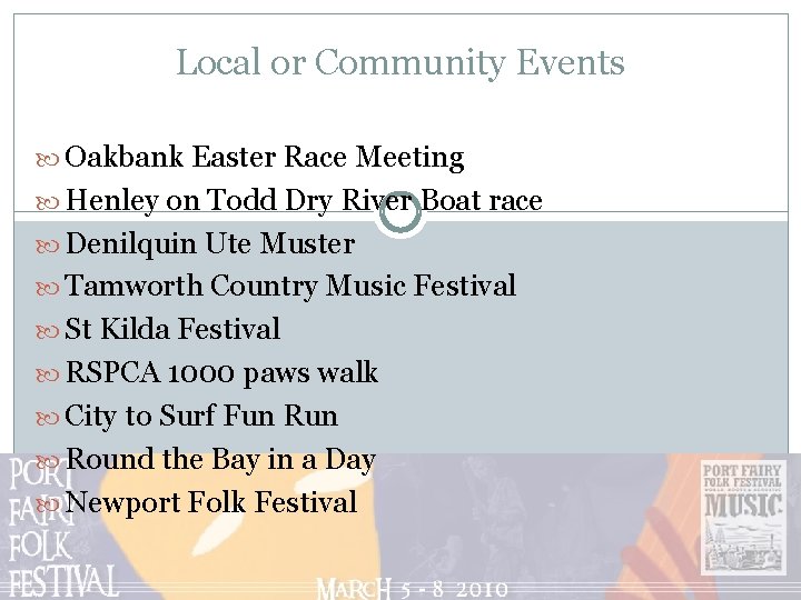 Local or Community Events Oakbank Easter Race Meeting Henley on Todd Dry River Boat