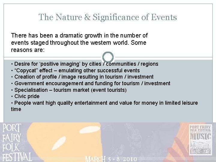 The Nature & Significance of Events There has been a dramatic growth in the