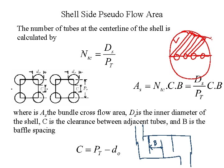 Shell Side Pseudo Flow Area The number of tubes at the centerline of the