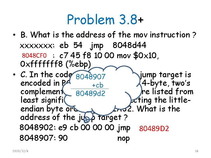 Problem 3. 8+ • B. What is the address of the mov instruction ?