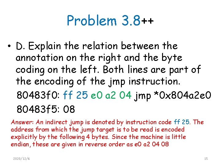 Problem 3. 8++ • D. Explain the relation between the annotation on the right