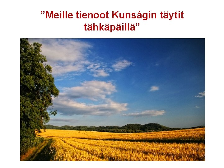 ”Meille tienoot Kunságin täytit tähkäpäillä” 