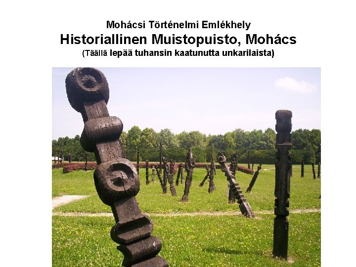 Mohácsi Történelmi Emlékhely Historiallinen Muistopuisto, Mohács (Täällä lepää tuhansin kaatunutta unkarilaista) 