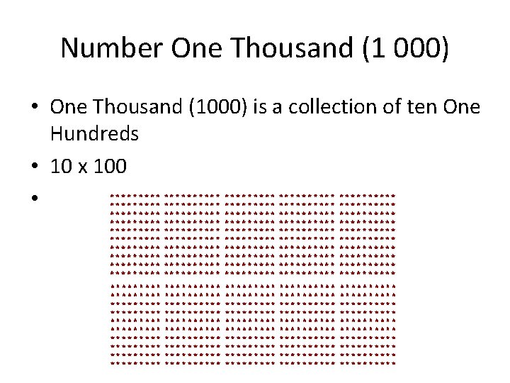 Number One Thousand (1 000) • One Thousand (1000) is a collection of ten