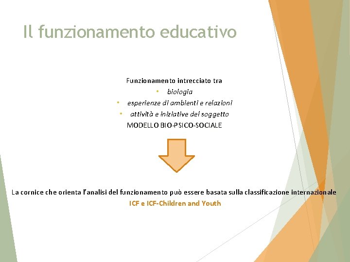 Il funzionamento educativo Funzionamento intrecciato tra • biologia • esperienze di ambienti e relazioni