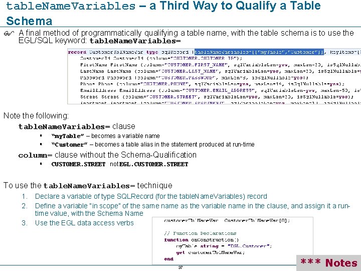 table. Name. Variables – a Third Way to Qualify a Table Schema A final