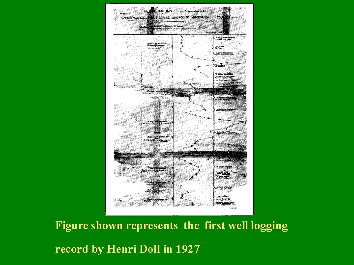 Figure shown represents the first well logging record by Henri Doll in 1927 