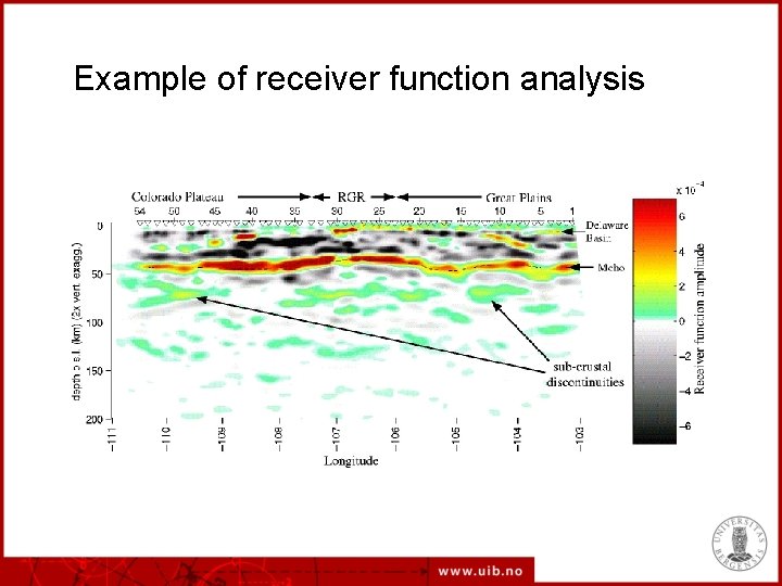 Example of receiver function analysis 