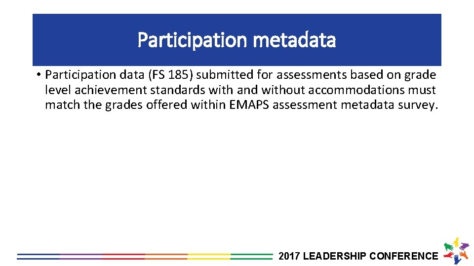 Participation metadata • Participation data (FS 185) submitted for assessments based on grade level