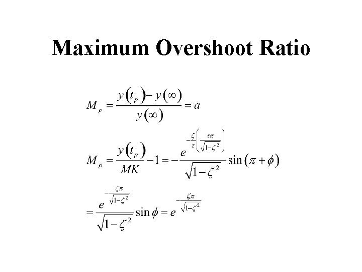 Maximum Overshoot Ratio Maximum Overshoot Ratio