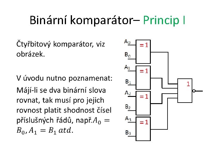 Binární komparátor– Princip I • 