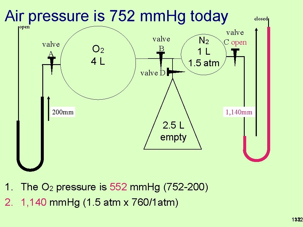 Air pressure is 752 mm. Hg today open valve A O 2 4 L