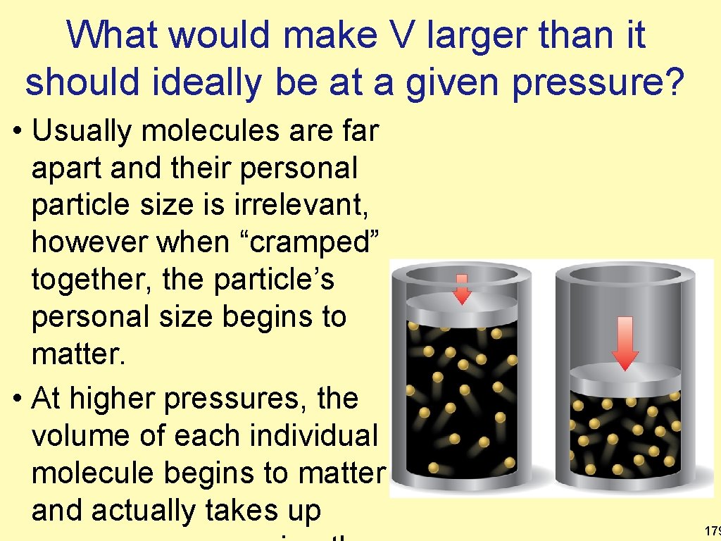 What would make V larger than it should ideally be at a given pressure?