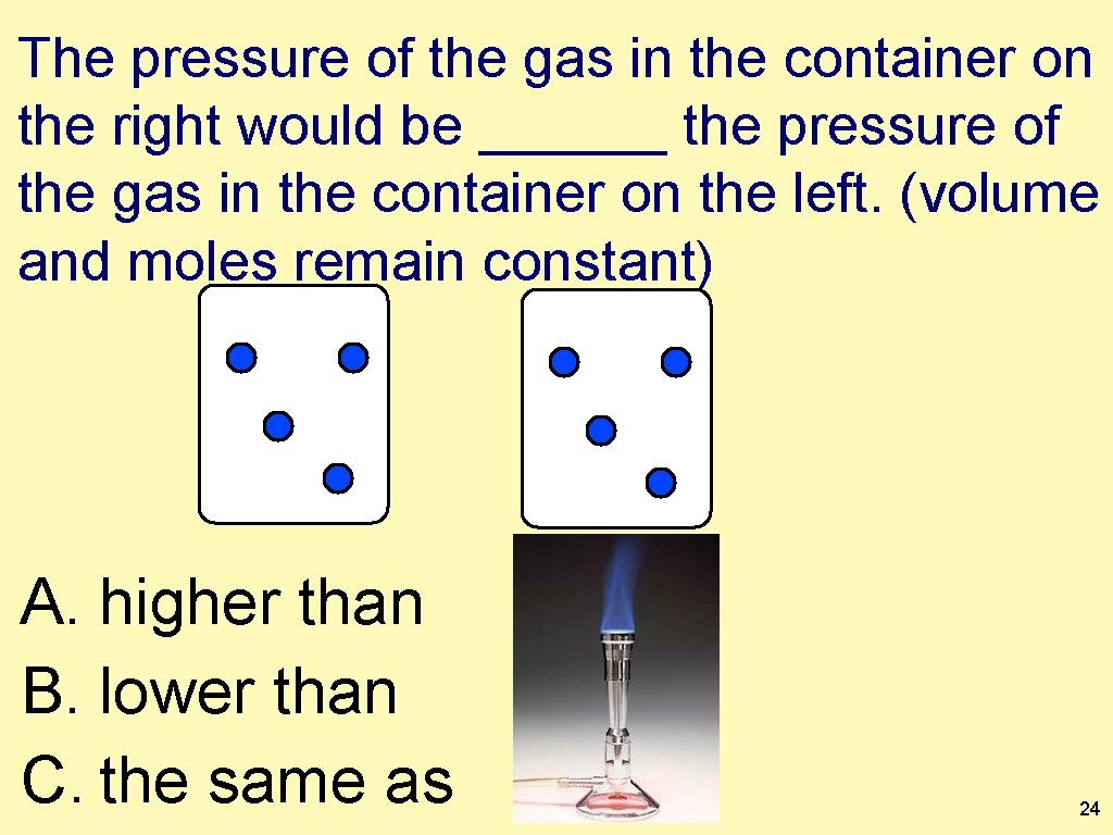 The pressure of the gas in the container on the right would be ______