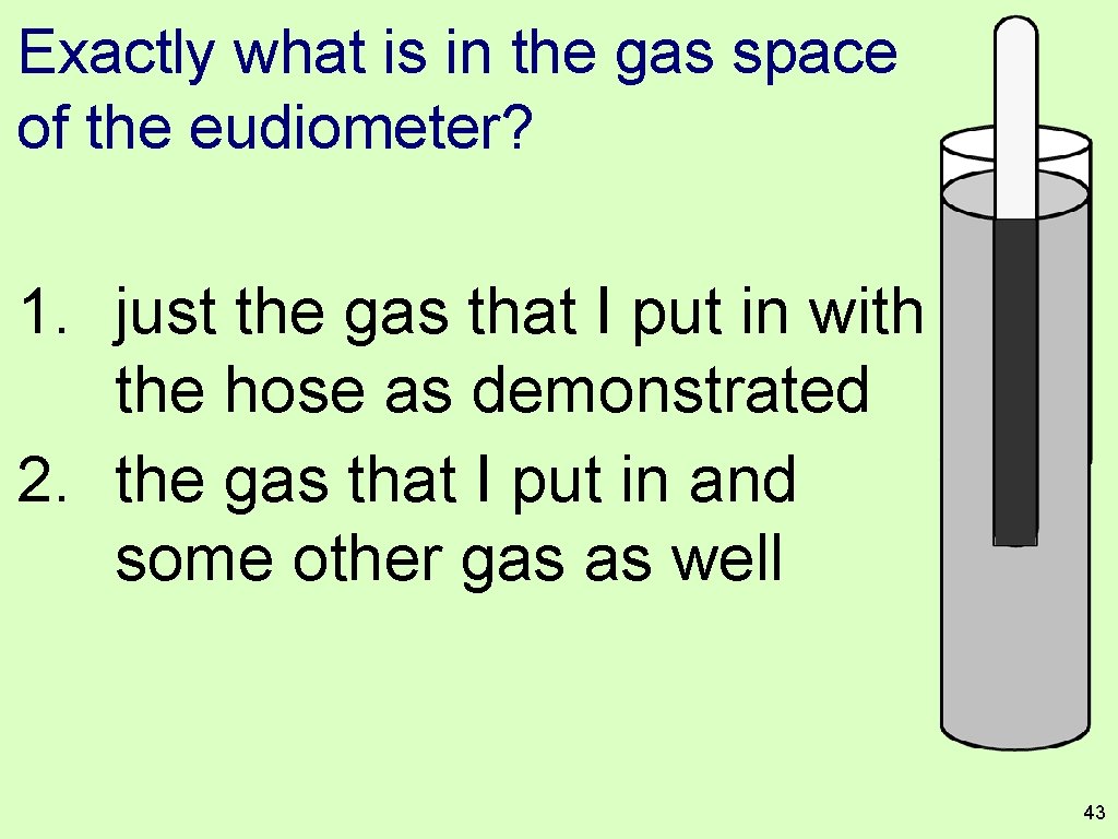Exactly what is in the gas space of the eudiometer? 1. just the gas