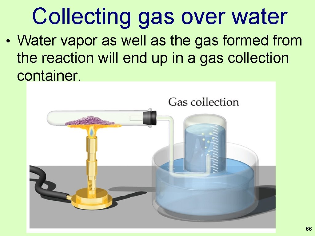 Collecting gas over water • Water vapor as well as the gas formed from