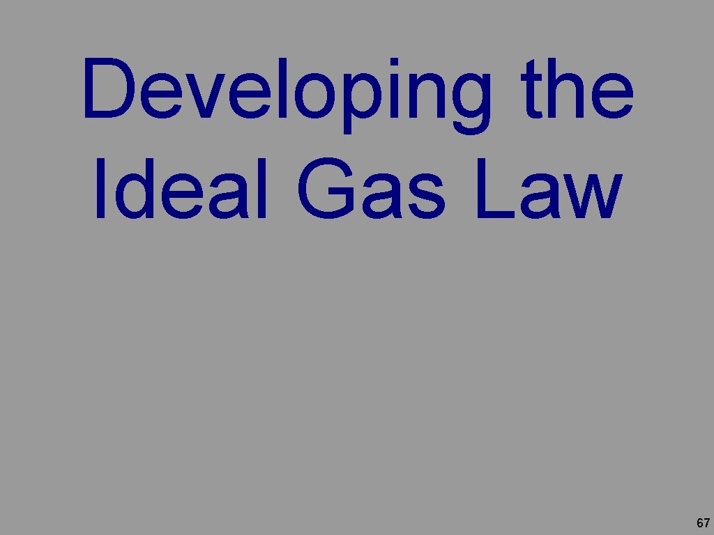 Developing the Ideal Gas Law 67 
