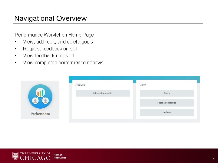Navigational Overview Performance Worklet on Home Page • View, add, edit, and delete goals