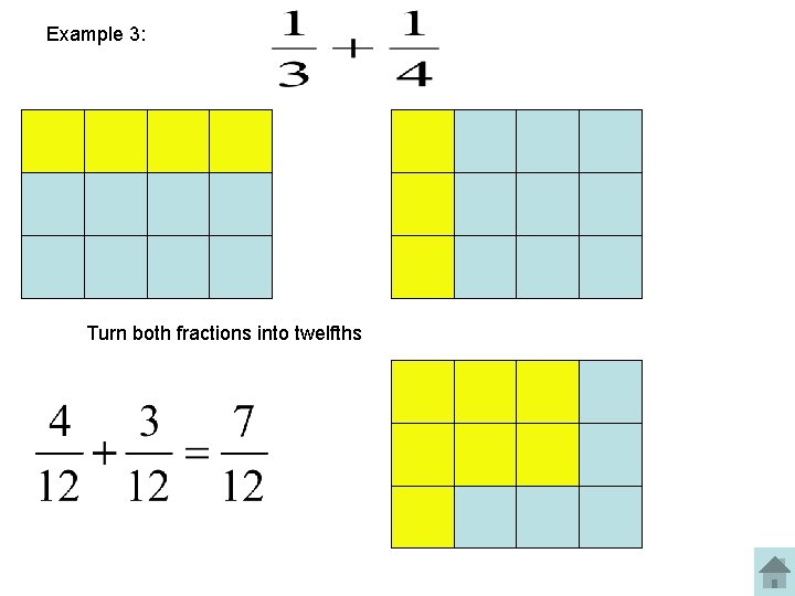 Example 3: Turn both fractions into twelfths 