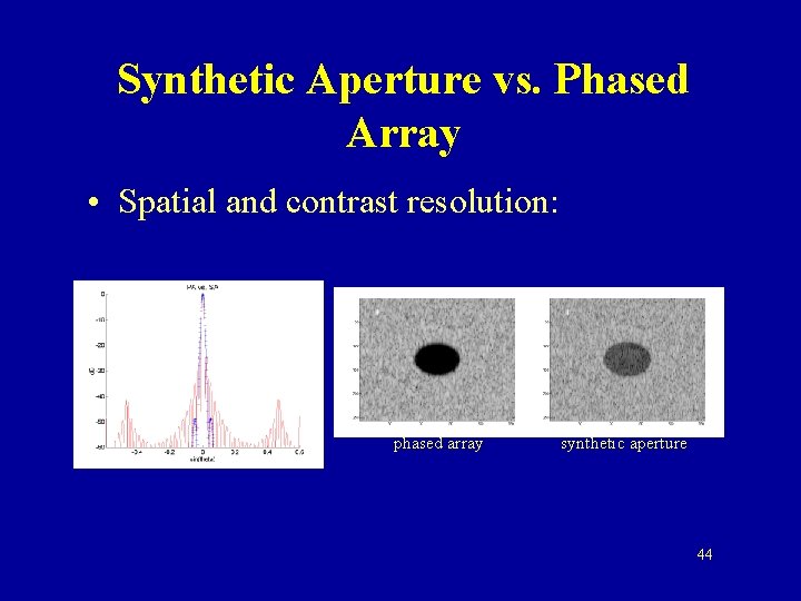 Synthetic Aperture vs. Phased Array • Spatial and contrast resolution: phased array synthetic aperture