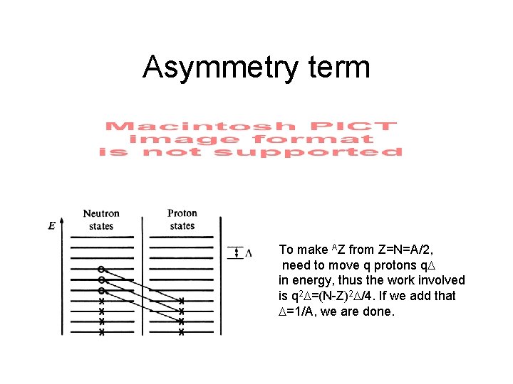 Asymmetry term To make AZ from Z=N=A/2, need to move q protons q in