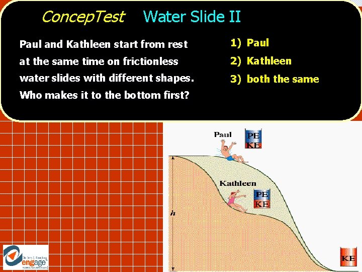 Concep. Test Water Slide II Paul and Kathleen start from rest 1) Paul at